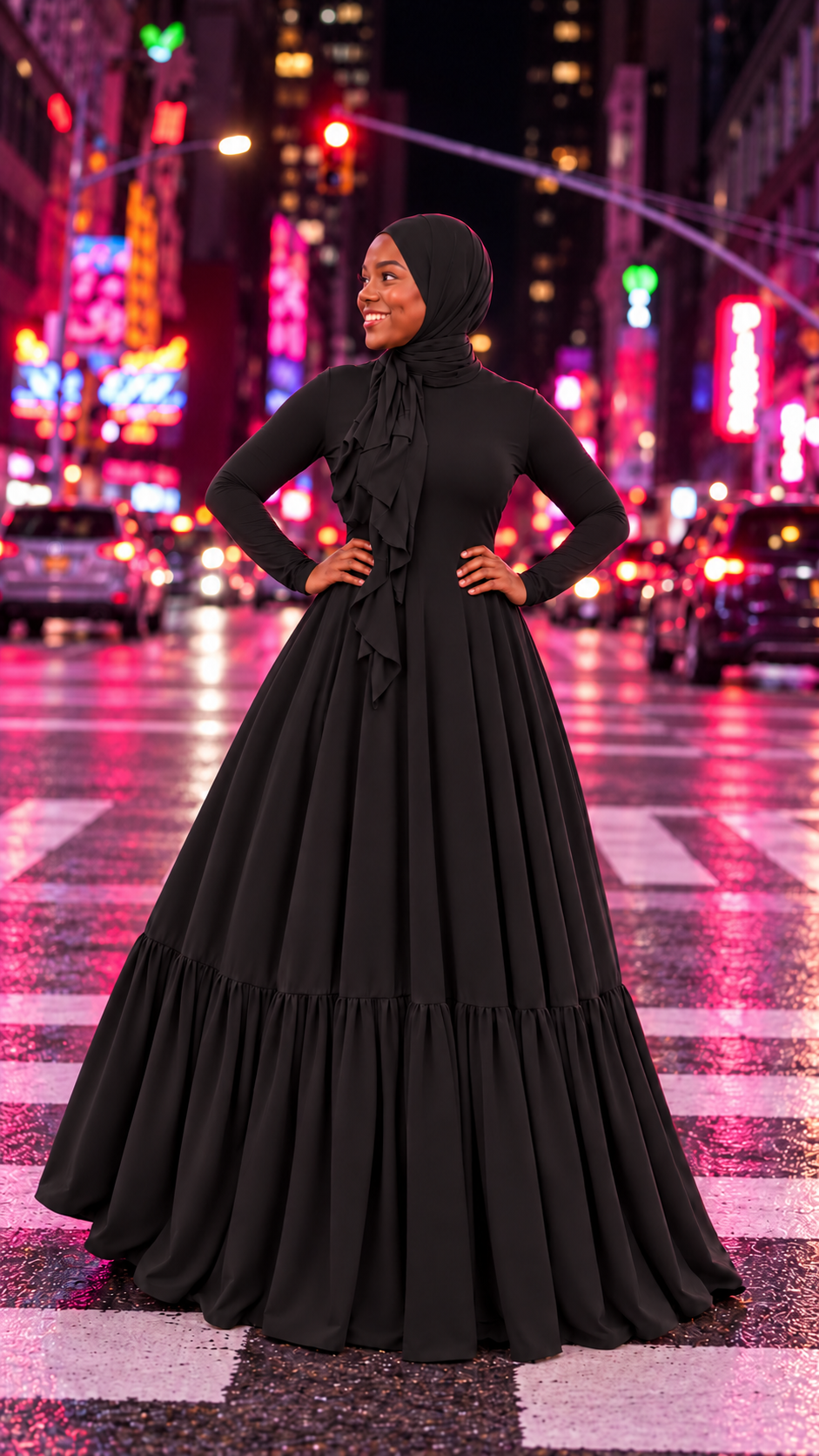 Black RuffledBottom FlowyAline w/ WrapShayla