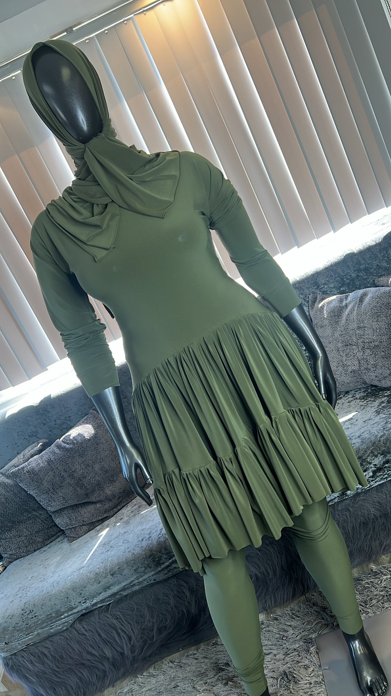Olive Flutter Tunic Kombo