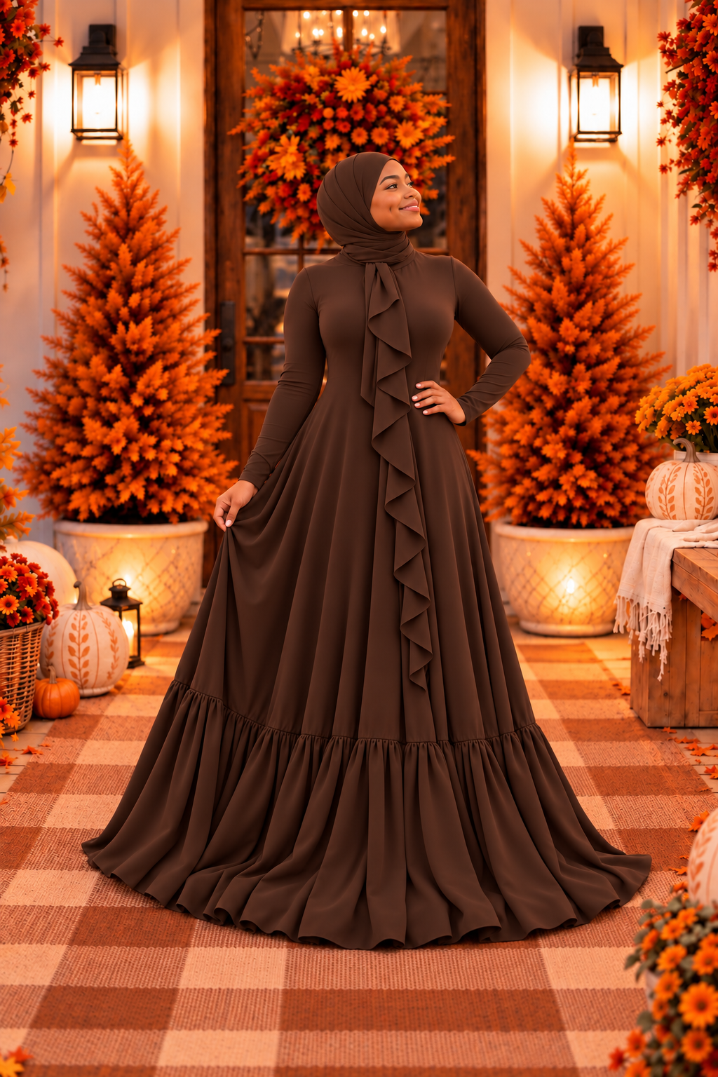 Chocolate RuffledBottom FlowyAline W/ WrapShayla