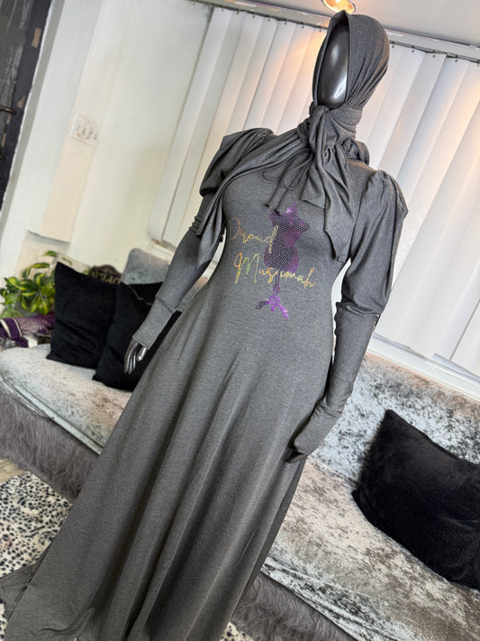 Stamped ~ Puff ~ FlowyALine ~ Charcoal Gray