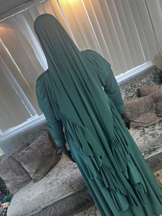 Ruffled Overhead Khimar/ Flowy ALine Kombo ~ Hunter Green