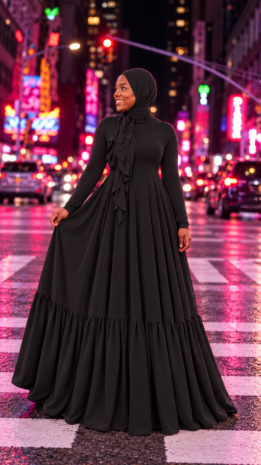Black RuffledBottom FlowyAline w/ WrapShayla
