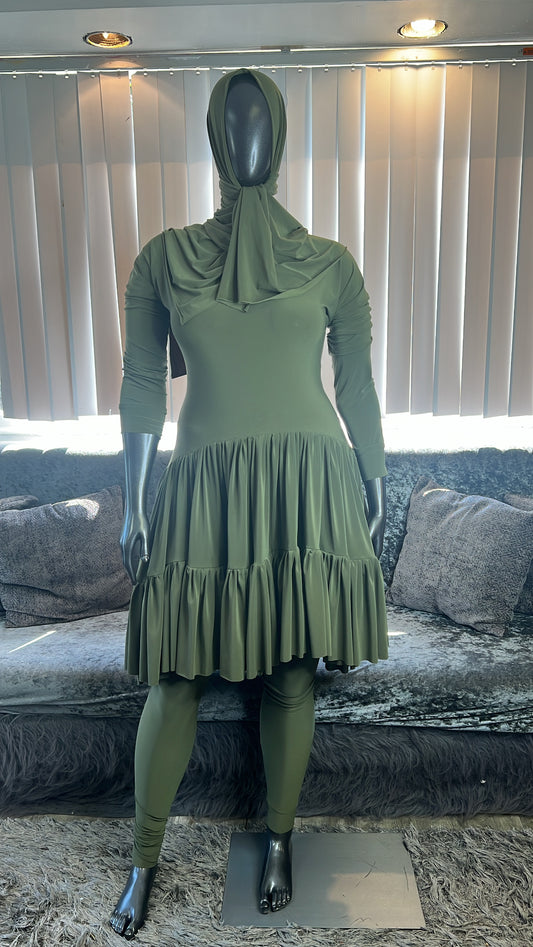 Olive Flutter Tunic Kombo