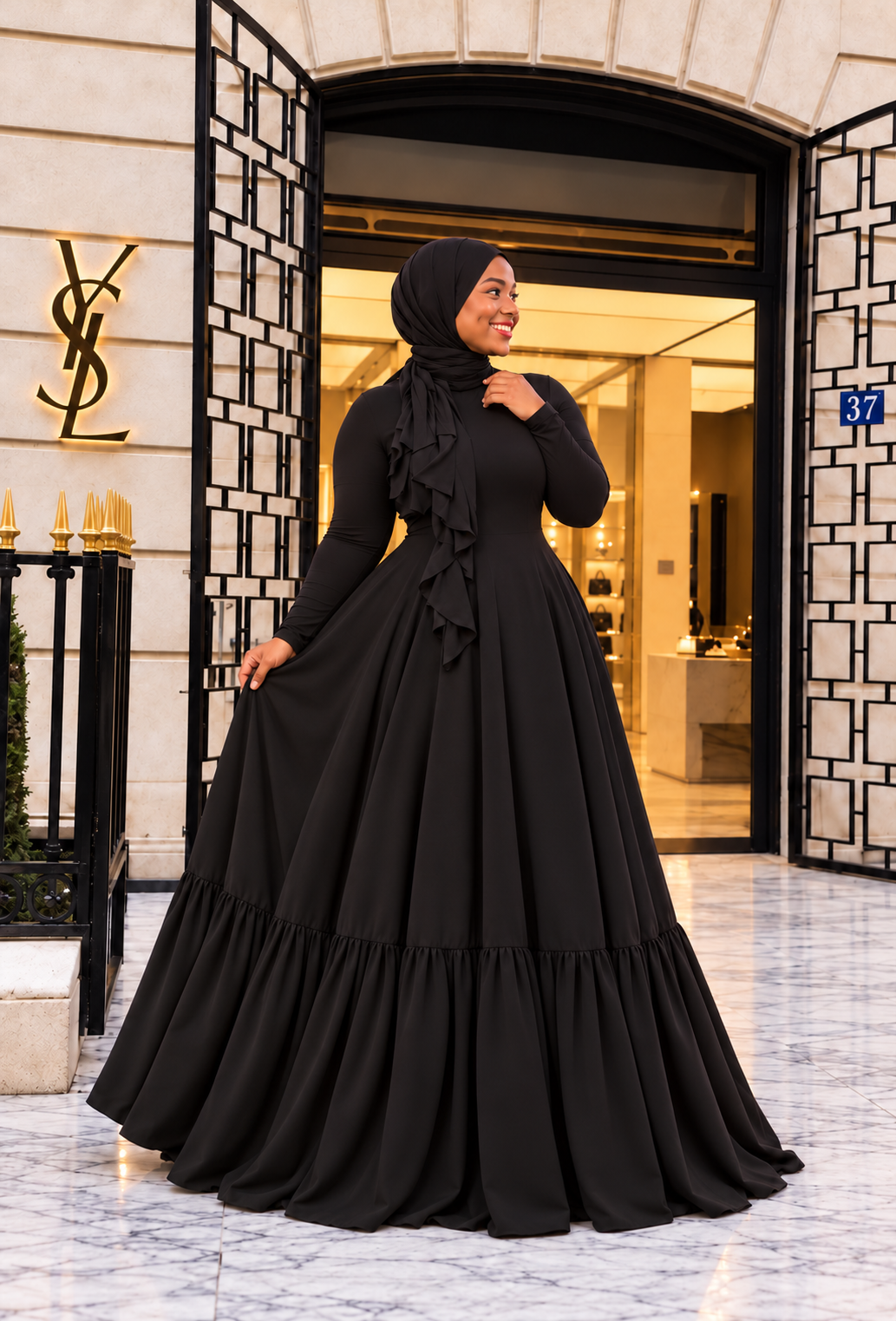 Black RuffledBottom FlowyAline w/ WrapShayla