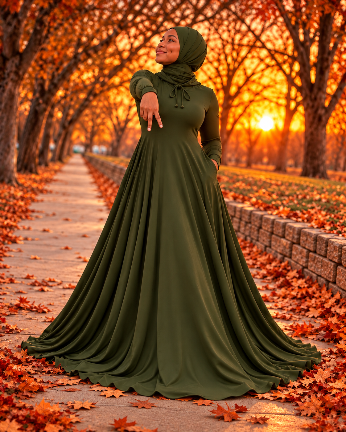 Olive ~ Hooded FlowyAline ~ Fall Essential